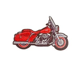 Red Motorcycle Embroidered Iron On Patch Appliqué